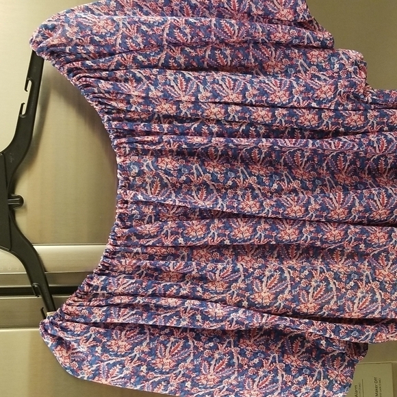 💕TRINA TURK💕 Chiffon Flounce Short Sleeve Blouse Tassels ~ Micro Floral Print - Picture 4 of 9